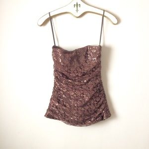 Betsey Johnson Tops - Betsy Johnson evening sequin gold strapless top Betsey Johnson Tops - Betsy Johnson evening sequin gold strapless top
